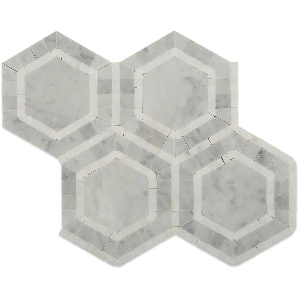 Ivy Hill Tile Zeta Thassos Polished Marble 6 in. x 6 in. Tile Sample ...