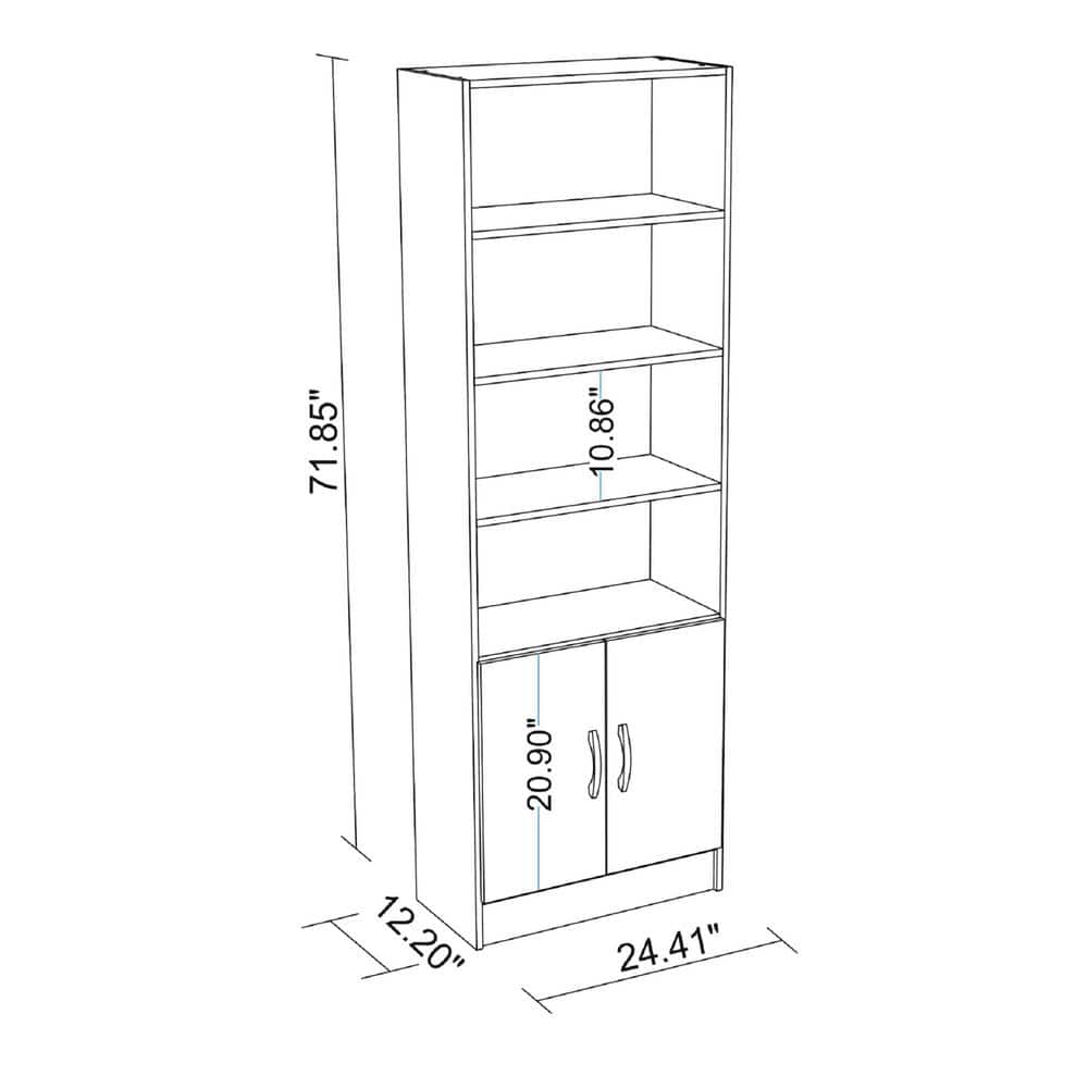 Catarina Sleek White Wood Cabinet with Concealed & Open Shelves