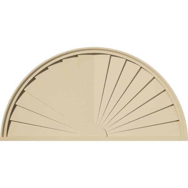 Ekena Millwork 50-in W x 25-in H x 2-in P Half Round Sunburst Signature Urethane Pediment, Primed Tan