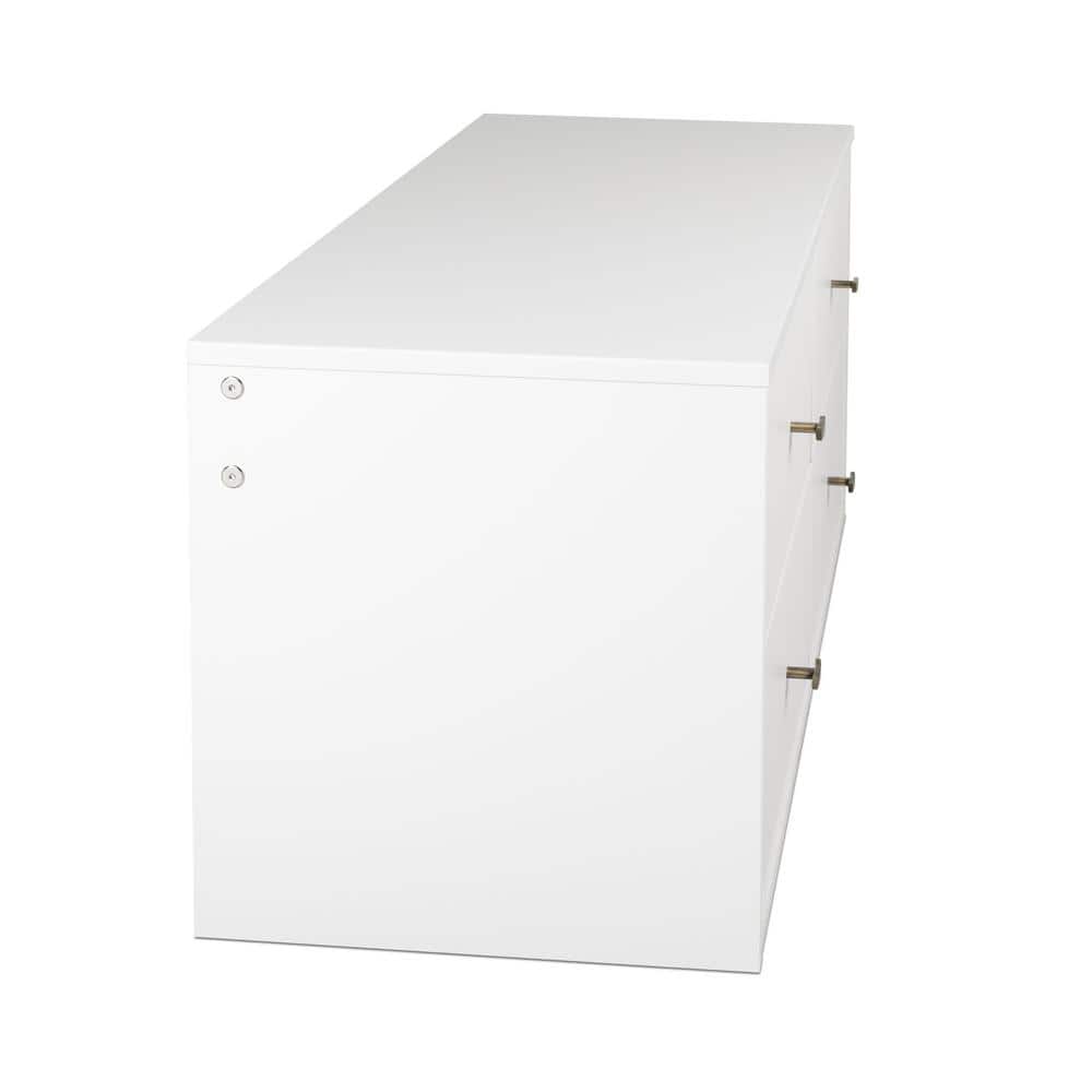 Serenity White Floating Dresser with Brushed Brass Knobs