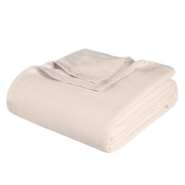 SUPERIOR Jena Ivory Cotton Textured Chevron Lightweight Woven King