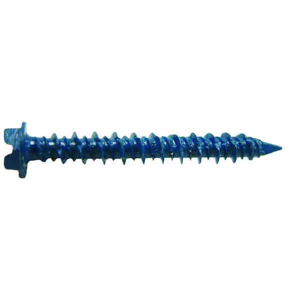 Drive Straight 1/4 in. x 2-3/4 in. Hi-Lo Blue Steel Hex-Head Slotted Concrete Screws (41-Pack)