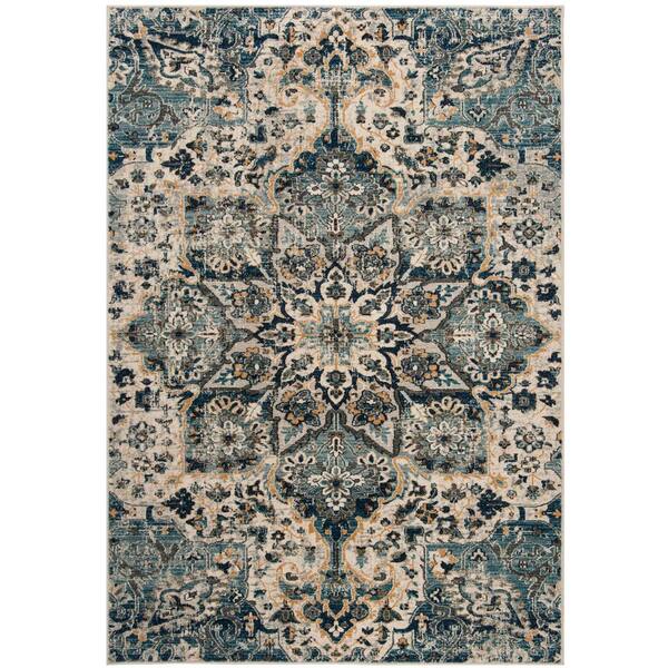 SAFAVIEH Carmel Ivory/Blue 4 ft. x 6 ft. Floral Area Rug