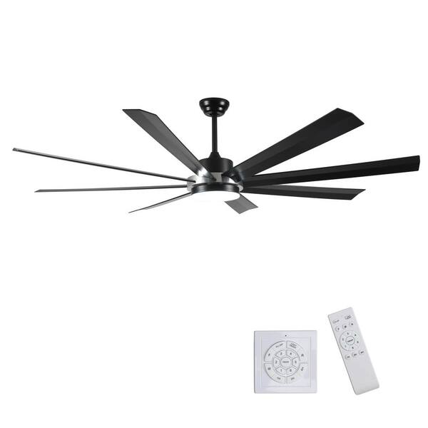 Byteany 6 ft. Indoor Black 110-Volt 145 RPM Industrial HVLS Ceiling Fan with Reversible DC Motor, Remote Control and Light