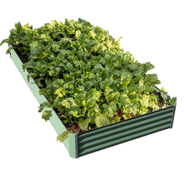 96 in. x 48 in. x 12 in. Green Metal Raised Garden Bed