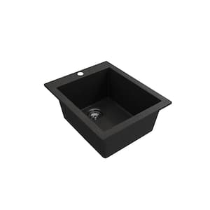 Hyperion Granite Composite 16 in. Single Hole Drop-in/Undermount Single Bowl Bar Sink in Metallic Black