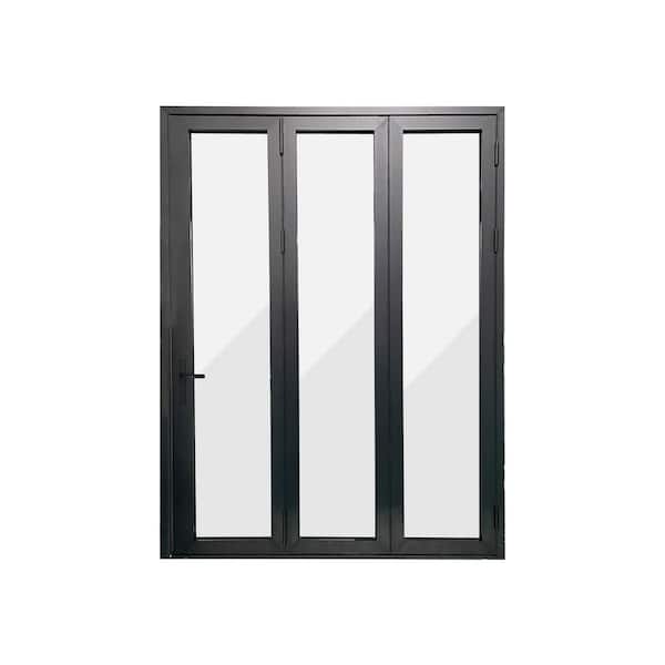 Eris 72 in. x 80 in. Black Left Swing/Outswing Aluminum Folding Patio Door