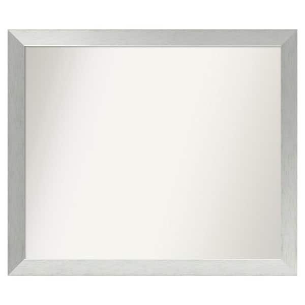 Amanti Art Brushed Sterling Silver 40 in. x 34 in. Custom Non-Beveled Wood Framed Bathroom Vanity Wall Mirror