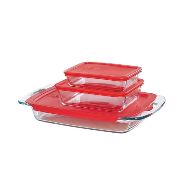 Pyrex Easy Grab 4-Piece Glass Baking Dish Set with Lids - The