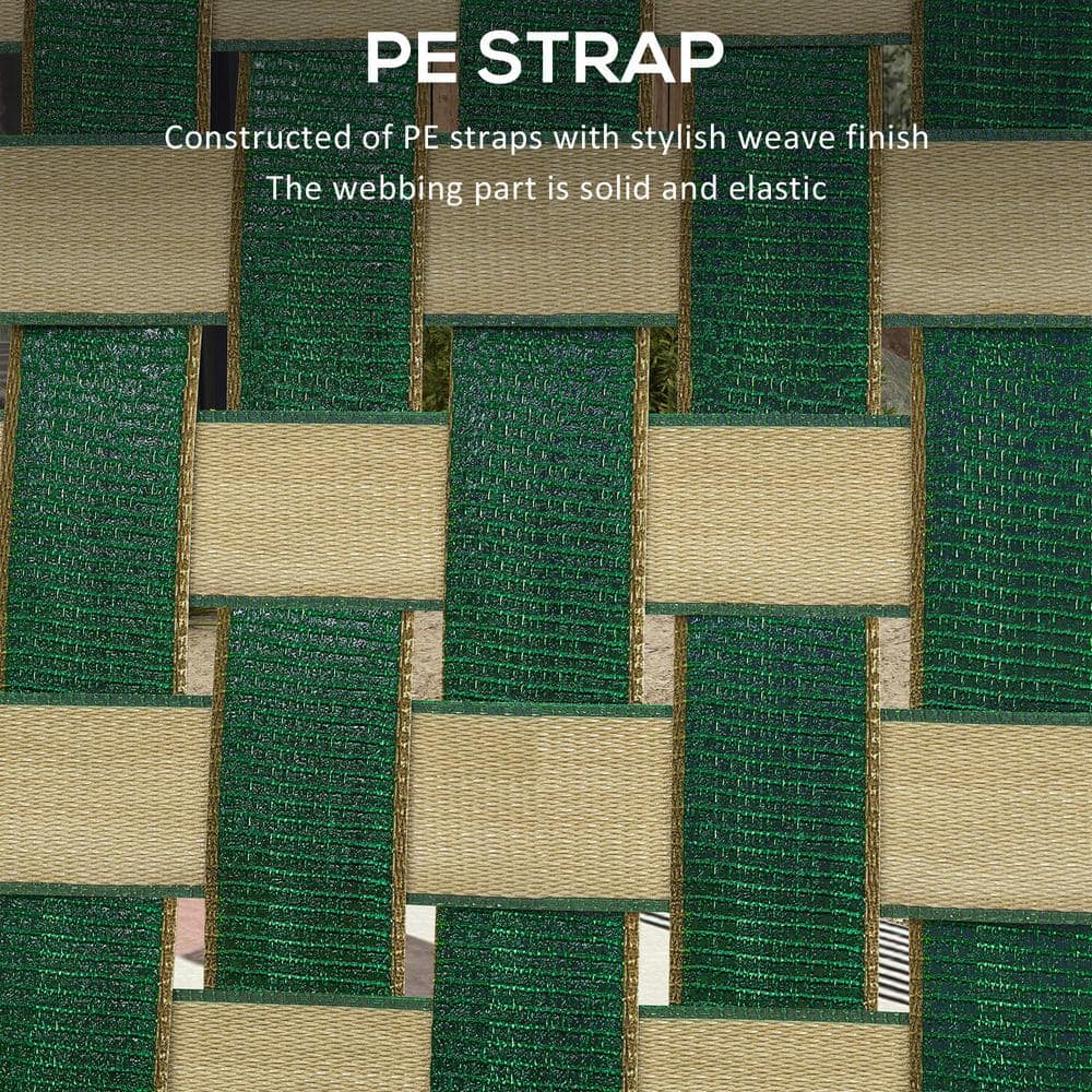 Set of 4 Green Woven Strap Folding Camping Chairs with Armrests