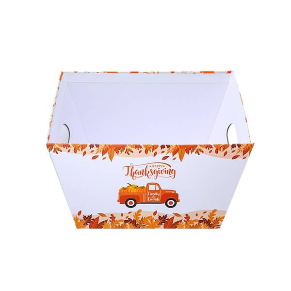 Thanksgiving Gift Baskets Set 4.91 lb. 11.38x9.49x7.44 Cardboard Autumn Harvest Party Favors with Pull Bows Bags