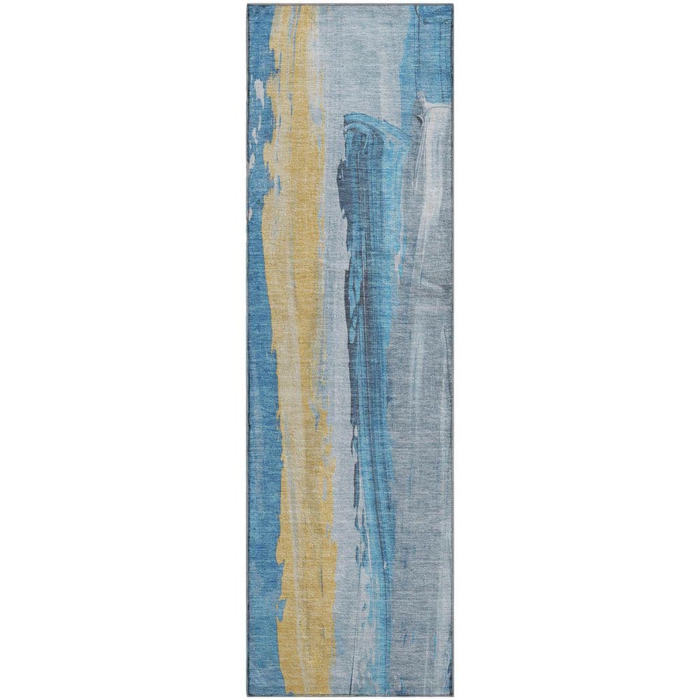Mayfield Premium Machine Washable Abstract AMF1845 Blue 2 ft. 3 in. x 7 ft. 6 in. Runner Rug price history on PriceWatchPro