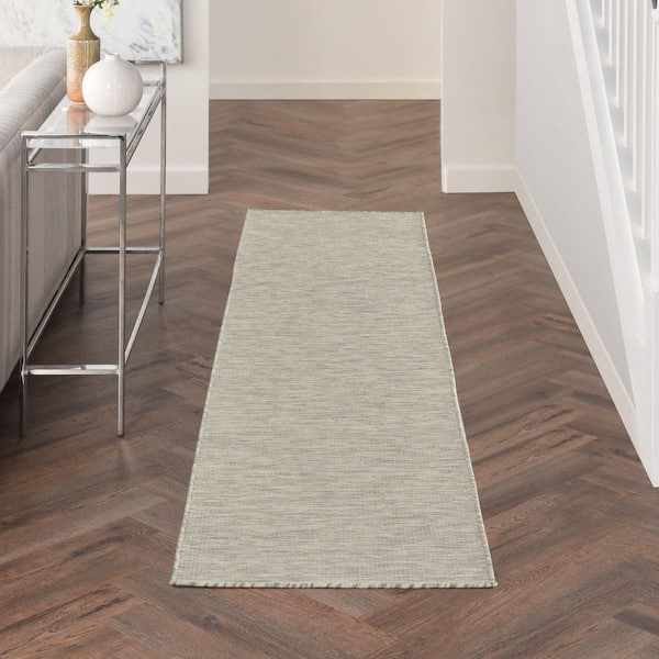 Positano Light Grey 2 ft. x 6 ft. Indoor/Outdoor Solid Contemporary Runner Area Rug