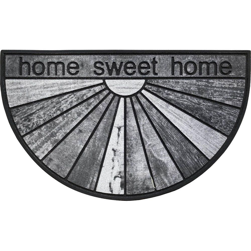 Home Sweet Home Grey 18 in. x 30 in. 100% Recycled Rubber Half Round Indoor/Outdoor Front Door Mat price history on PriceWatchPro