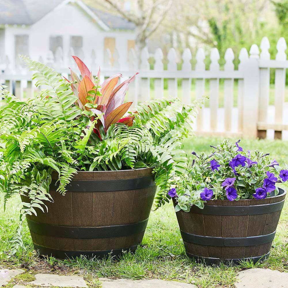 Kentucky Walnut Resin Whiskey Barrel Planter