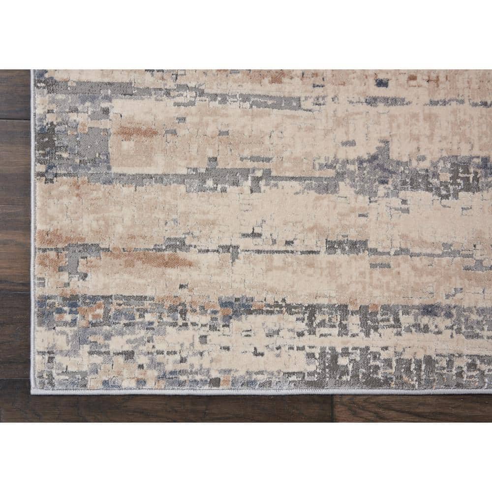 Urban Loft Abstract Gray Synthetic 7'10" x 10'6" Area Rug