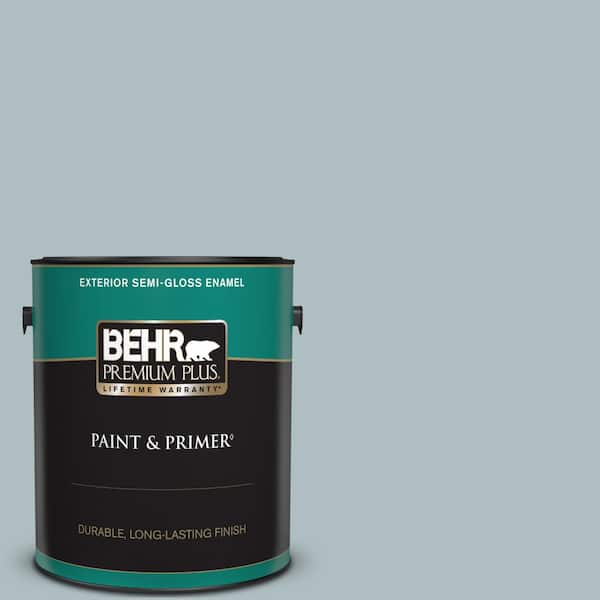 BEHR PREMIUM PLUS 1 gal. #PMD-99 Arctic Ocean Semi-Gloss Enamel Exterior Paint & Primer