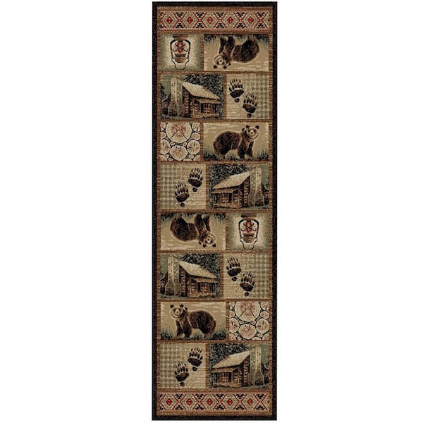 Hearthside Cabin Hideaway Lodge Brown 2 ft. x 8 ft. Woven Animal Print Polypropylene Rectangle Area Rug