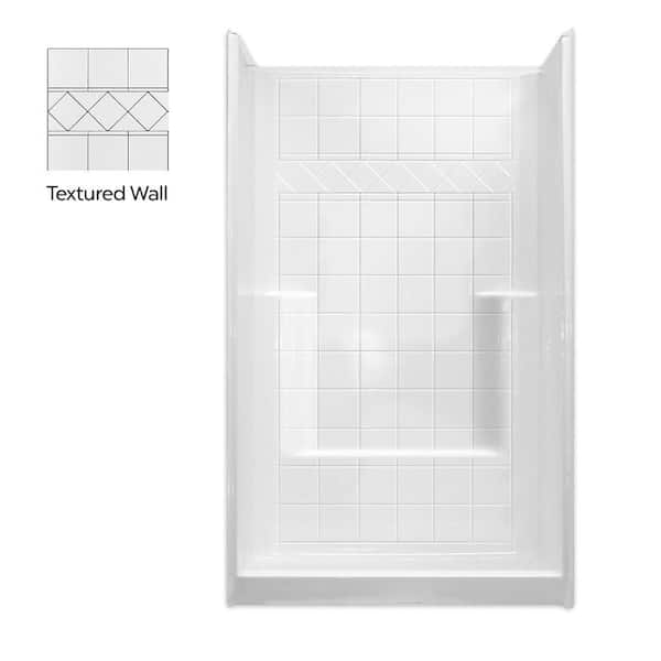 Basic 42 in. x 42 in. x 80 in. AcrylX 1-Piece Low Threshold Shower Walls and Shower Pan in White with Center Drain