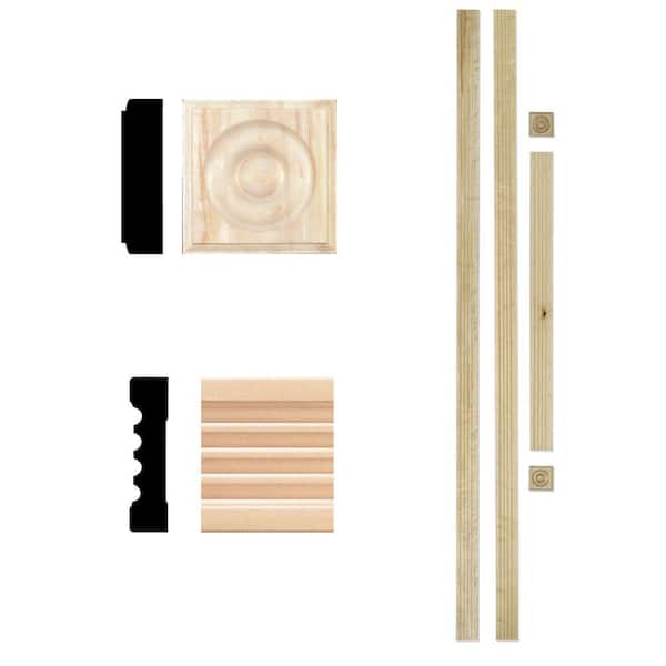3/4 in. x  3 in. x  84 in. Unfinished Hardwood Fluted Door Casing Kit (5-Pieces)