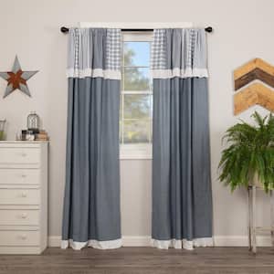 Sawyer Mill Blue 40 in W x 84 in L Chambray Attached Valance Light Filtering Rod Pocket Window Panel Blue White Pair