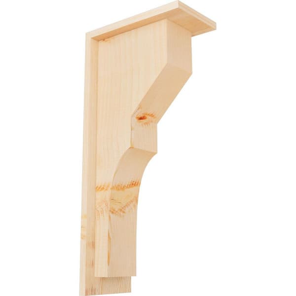 Ekena Millwork 5-1/2 in. x 10 in. x 22 in. Douglas Fir Monterey Smooth Corbel with Backplate