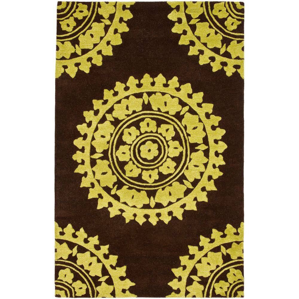 Soho 4 ft. x 6 ft. Brown/Green Geometric Radial Area Rug price history on PriceWatchPro