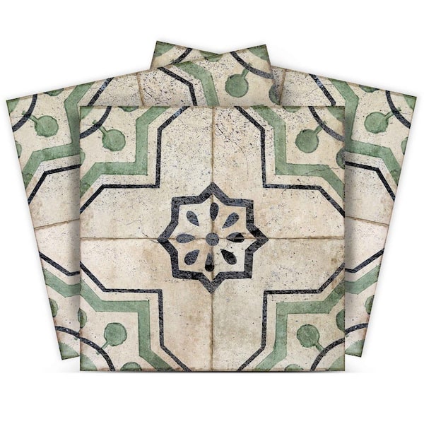 MI ALMA Black and Green V400 6 in. x 6 in. Vinyl Peel and Stick Tile (24-Tiles, 6 sq. ft. / Pack)