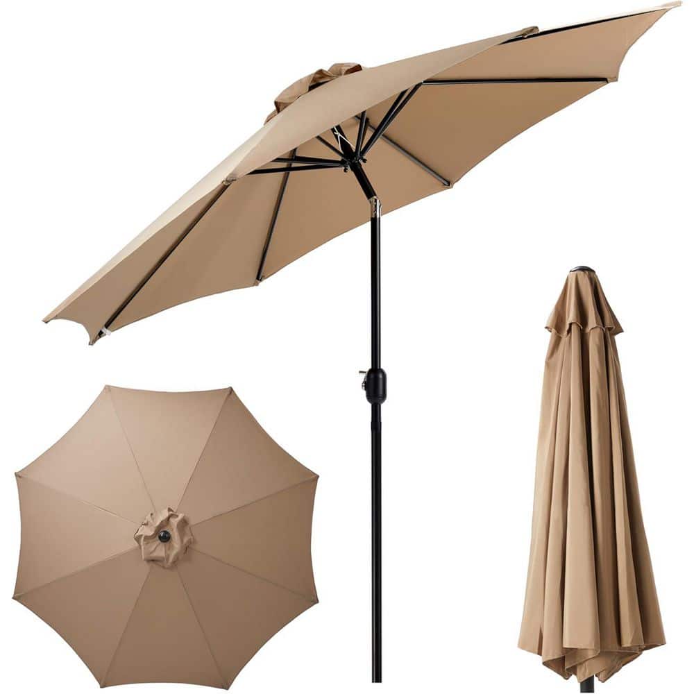 Spring Hot Sale 9 ft. Stainless Steel Market Patio Umbrella in Khaki with 8