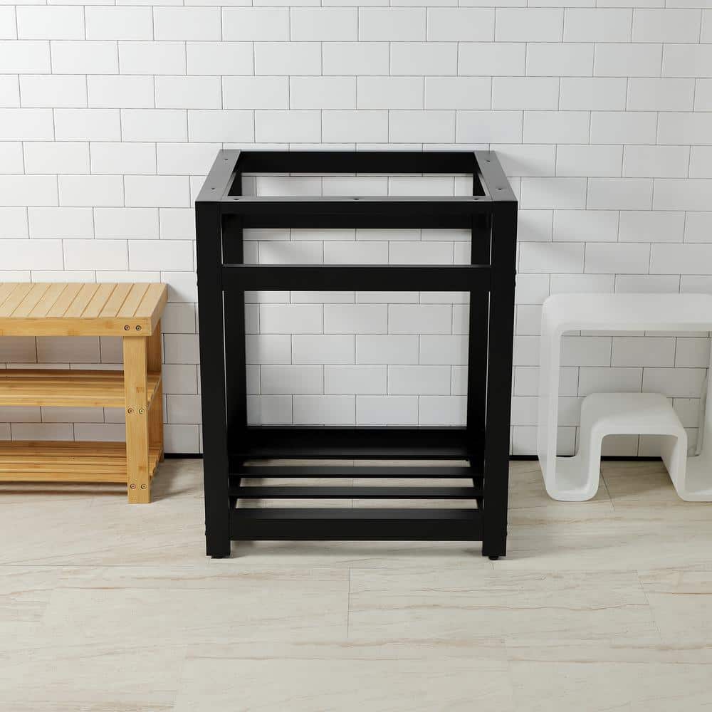 Matte Black Steel Console Sink Base with Shelf