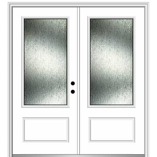 MMI Door Rain Glass 72 in. x 80 in. Left-Hand Inswing 3/4 Lite 1-Panel Primed Prehung Front Door on 4-9/16 in. Frame