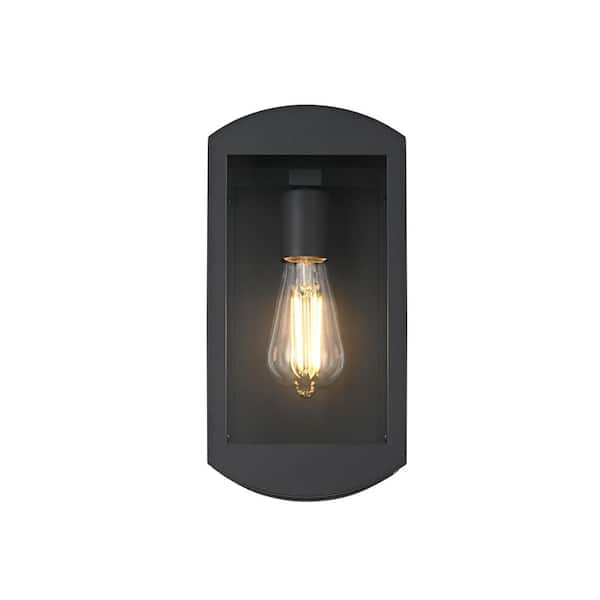 12 in. Black Outdoor Hardwired Wall Sconce with No Bulbs Included