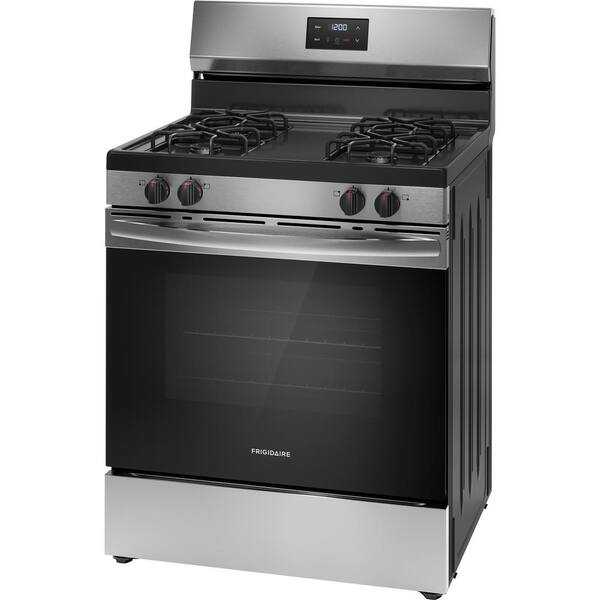 Frigidaire - 30 in. 4-Burner Freestanding Gas Range in Stainless Steel with Even Baking Technology