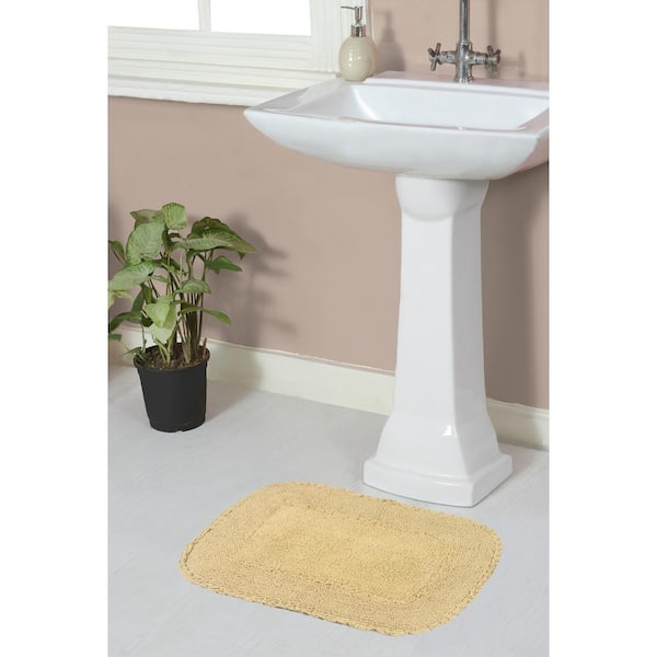 HOME WEAVERS INC Radiant Collection 100% Cotton Bath Rugs Set, 17x24 Rectangle, Yellow
