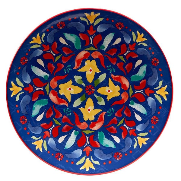 Certified International Sweet and Spicy 12.5 in. Assorted Colors Earthenware Round Platter