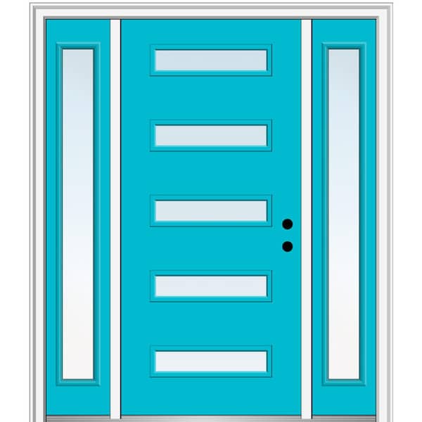MMI DOOR 64.5 in. x 81.75 in. Davina Left-Hand Inswing 5-Lite Clear Low-E Painted Fiberglass Prehung Front Door with Sidelites