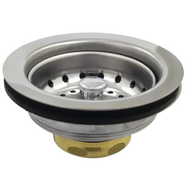 Tacoma 3-1/2 in. x 2-1/2 in. Stainless Steel Kitchen Sink Basket Strainer in Brushed Nickel