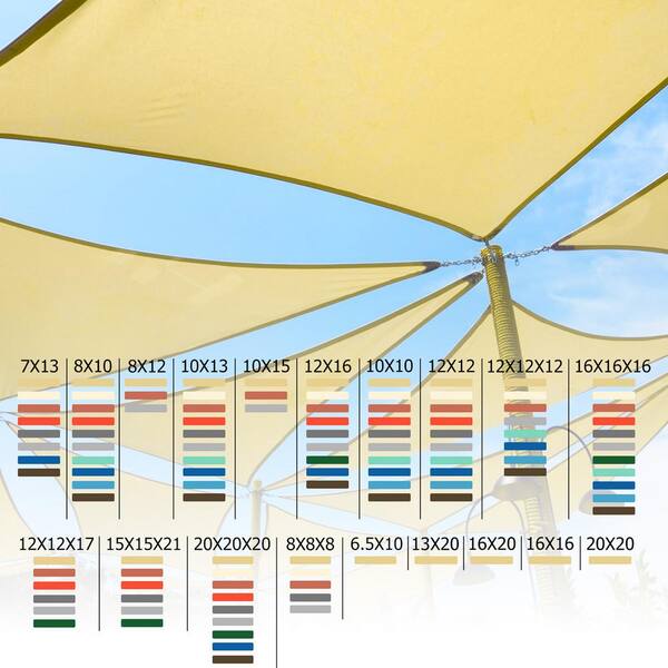 Shade&Beyond 12 ft. x 12 ft. 185 GSM Light Gray Square Sun Shade