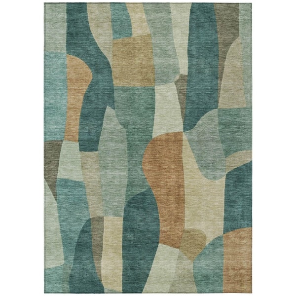 Chantille Machine Washable Indoor/Outdoor Abstract ACN2376 Teal 10 ft. x 14 ft. Area Rug