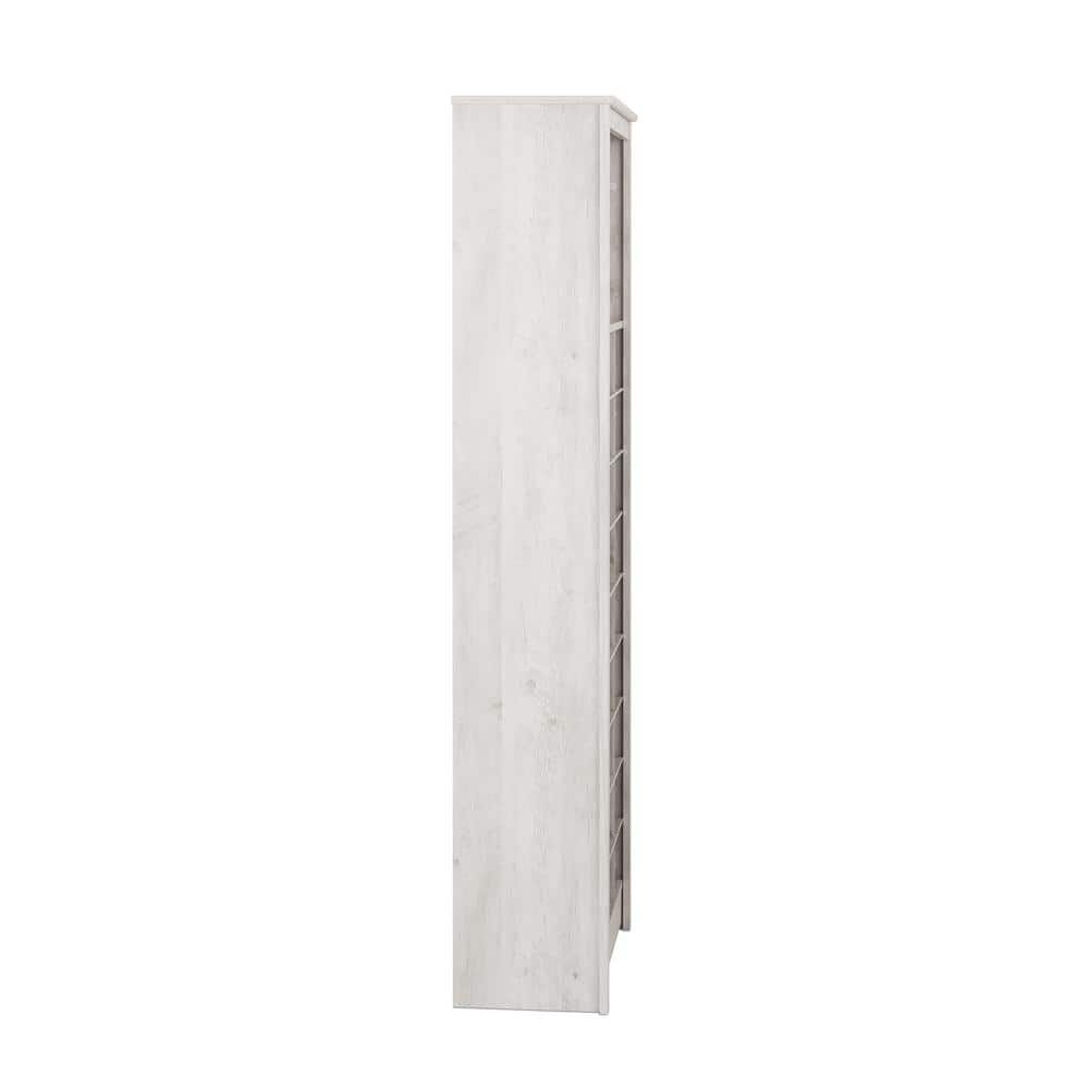 Washed White Tall Wood Wall Mounted Shoe Cabinet