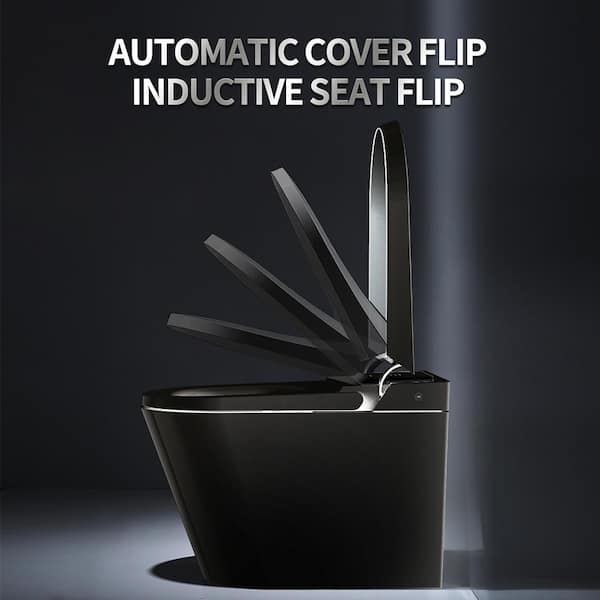 MEDUNJESS M-G Elongated Black Smart Toilet with Auto Features and Heated Seat