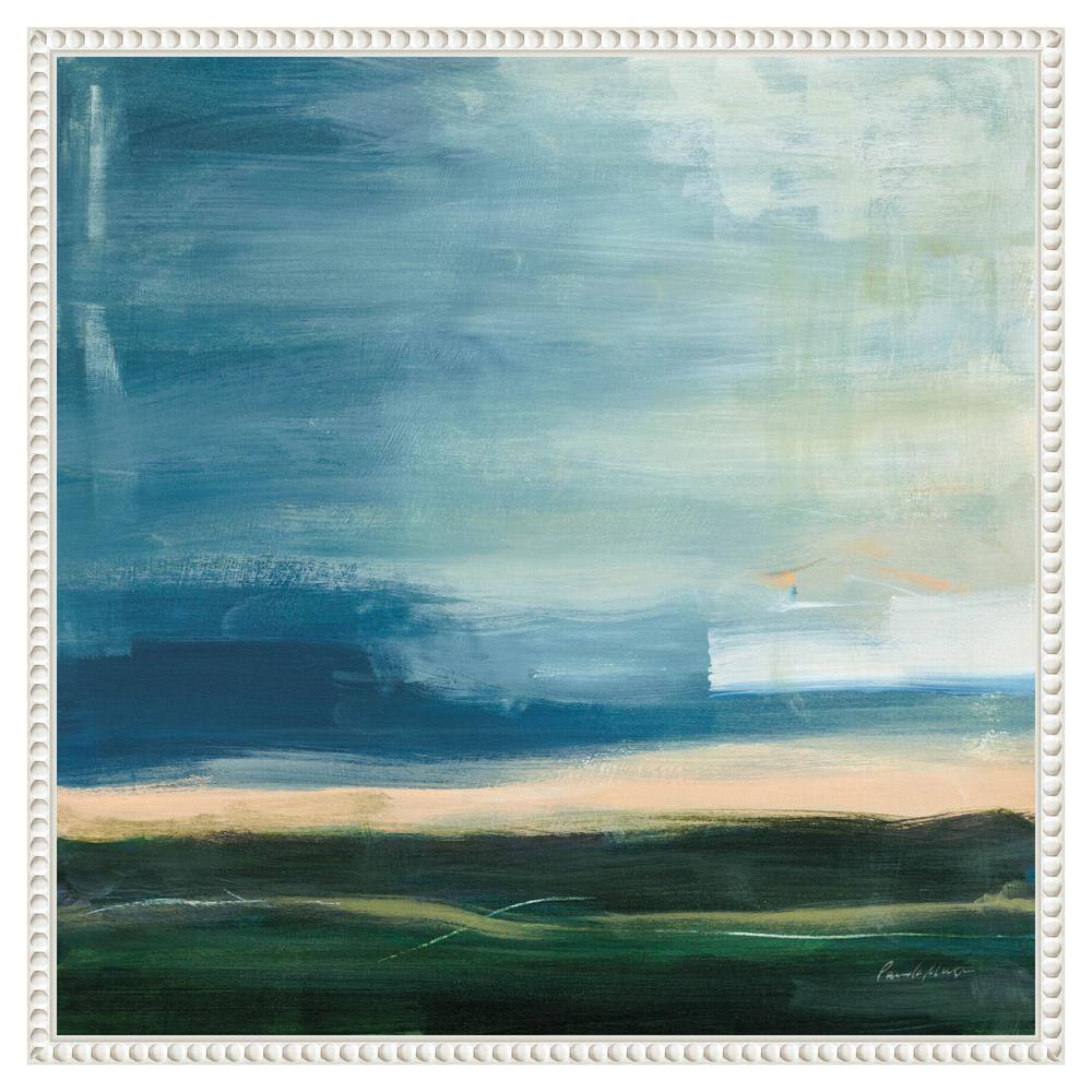 Life Light Landscape Abstract Canvas Wall Art with White Beaded Frame