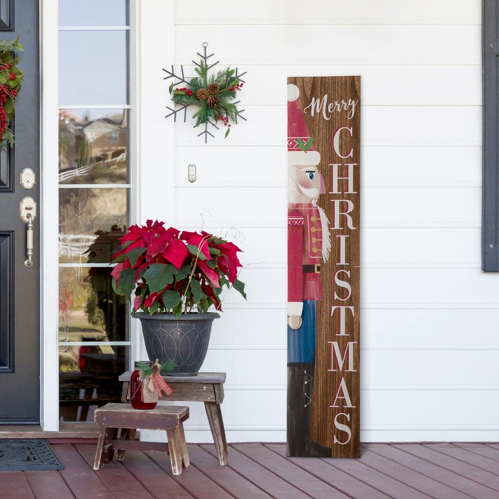 Glitzhome 13 in. L x 32 in. H Duble Sided Wooden Easel Porch Sign with  Changable Sided Sign Board (Fall and Christmas) 2010100005 - The Home Depot