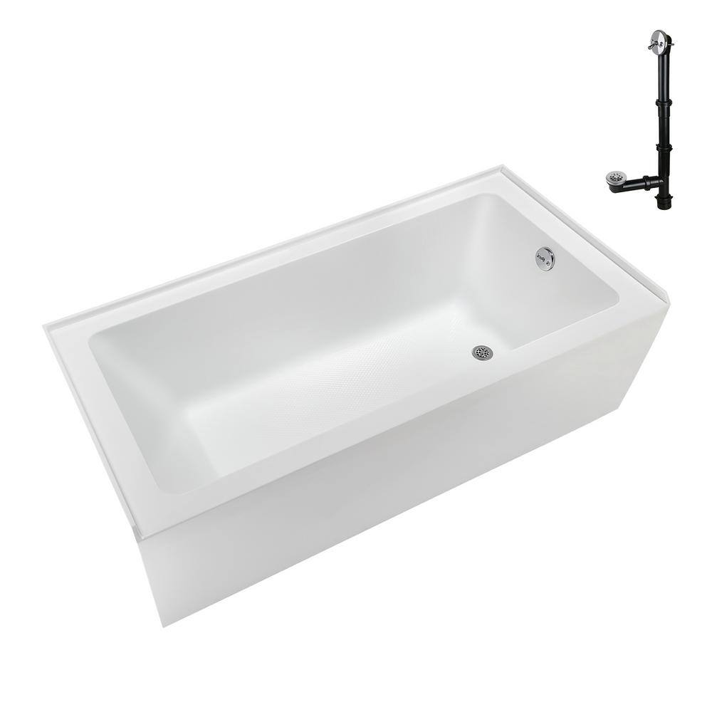 60 in. x 32 in. Soaking Acrylic Alcove Bathtub with Right Drain in Glossy White, External Drain in Polished Chrome price history on PriceWatchPro