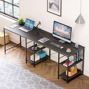 55.1 in. Charcoal L-Shaped Computer Desk
