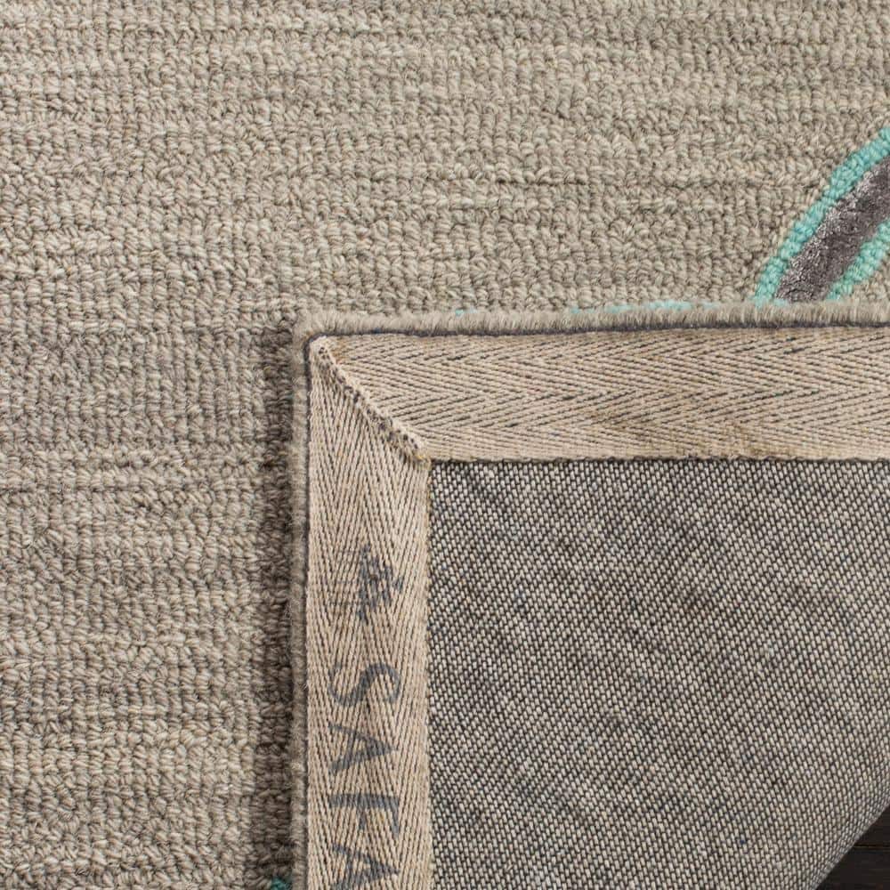Handmade Tufted Floral Grey & Turquoise Wool-Silk Round Accent Rug