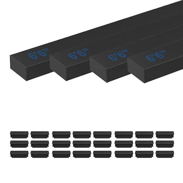 4 Pack 2.36 in. x 78 in. Stainless Steel Flat Top Rail Cable Railing System, Black Rectangular Hand Rails Deck