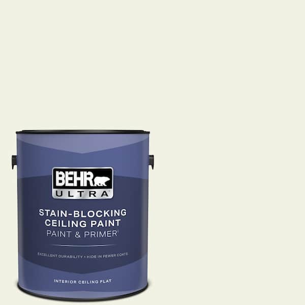 BEHR ULTRA 1 gal. #W-F-710 Hushed White Ceiling Flat Interior Paint and Primer
