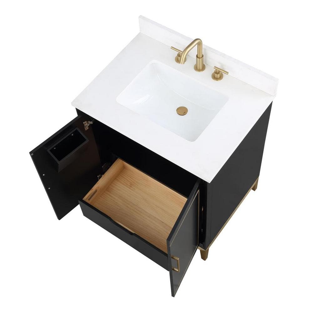 Gracie Midnight Black Single Bathroom Vanity with White Quartz Top