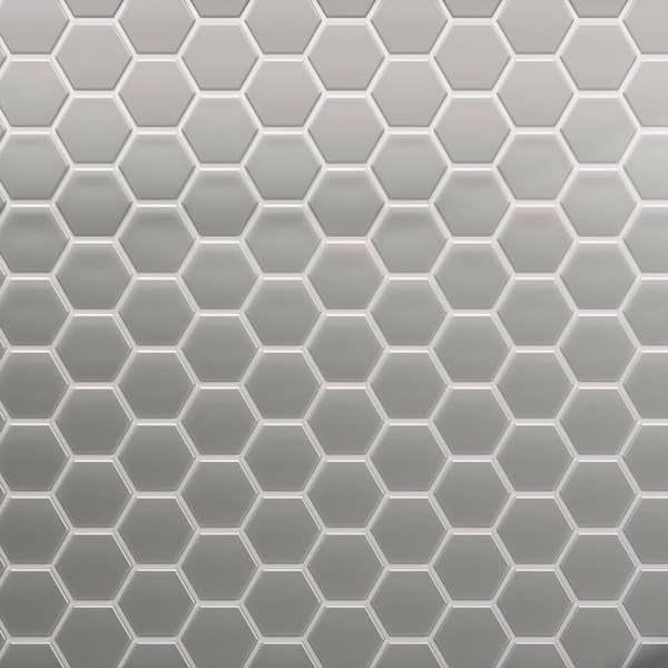 CRUZ BAY STUDIO 3 in. Beehive 5 in. x 6 in. Hexagon Marsh Matte Glass Mesh-Mounted Mosaic Tile Sample